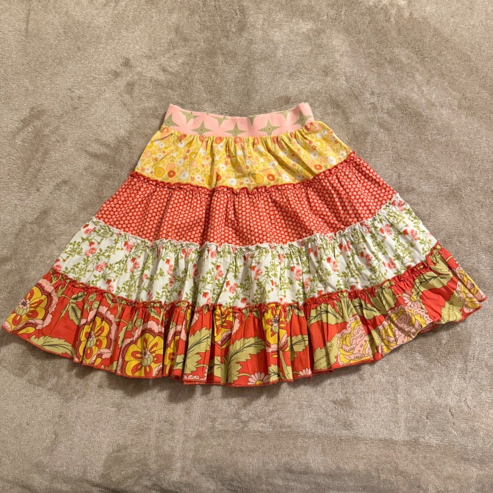 Matilda Jane Serendipity Girls Tiered Ruffle Floral Skirt Size 4 Multi B1116